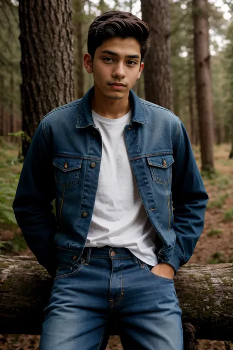 portrait 18yo slim dg_Luis boy, slim, (jacket, jeans), weeping, in a magical forest <lora:dg_Luis_v1:0.8>,