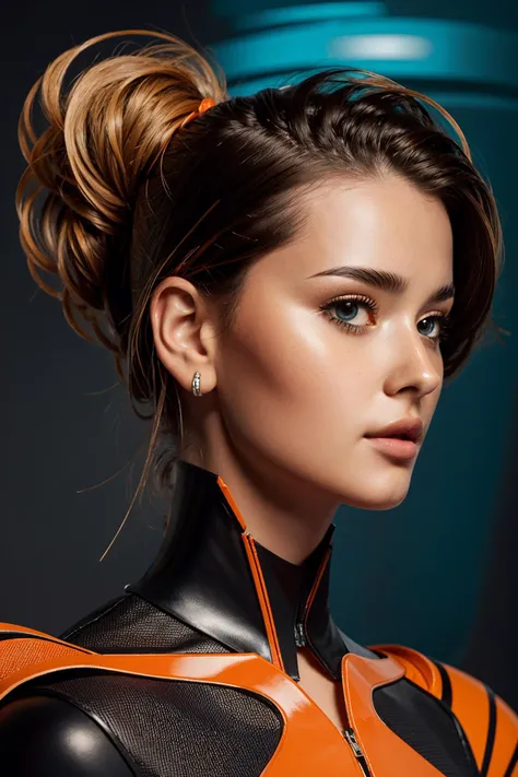 <lora:Ksenia_Anike_v3_768x1152:0.8> Abstract, graphic design , digital art, in the style of surrealistic portraits, dark orange and azure, mechanized forms, daz3d, hans zatzka, android jones, paint dripping technique