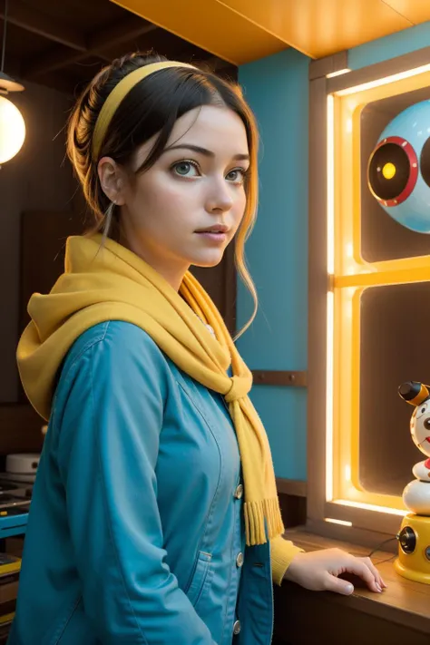 1girl, [ (art by Cory Loftis:1.3) and (Jamie Hewlett:0.9) :7], whimsical art, colorful Fractal, award winning, Landscape of a Talented Infected ("Crazy in love, I'm so into you.":1.3) , at Atmospheric Vacation home, crowded indoors with Beehive, Hurricane, Sharp and in focus, Ultra Real, Manic, kalighat, Accent lighting, 50mm, Ektachrome, electric yellow mist, Movie concept art, octane engine, professional