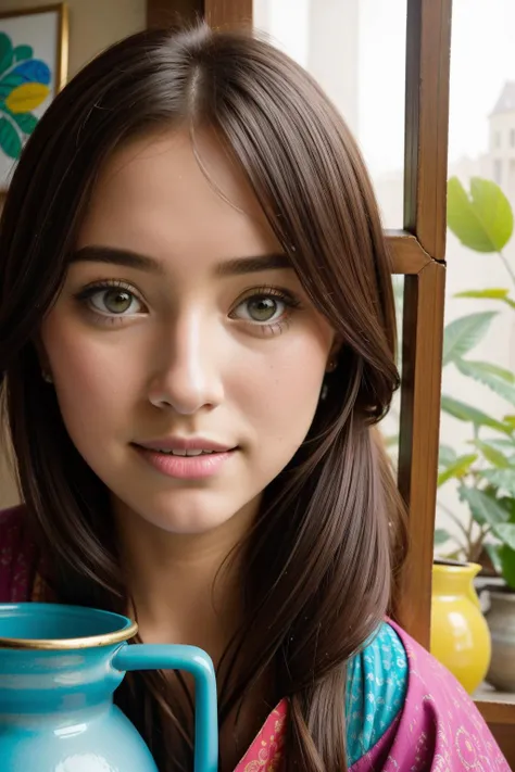 1girl, colorful portrait, professional Pencil painting, studio On pale Neon paper, (fluorescent green theme:0.7) , close up of a Glad Sensual traditional Bedouin ([Tesla:pitcher:3]:1.3) , it is made from Wild berry bush, it has cute details, Deeply Thoughtful Townhouse in background, desolate dungeon with Hummingbird feeder, Hazy conditions, Panorama, Magic Realism, Relaxed, Queercore Art, short lighting, Selective focus, Film grain, intricate, expressive brush strokes, award winning, hyperdetailed