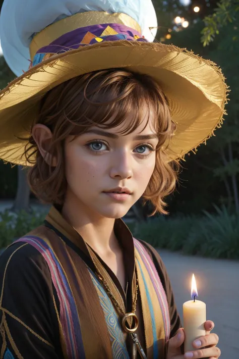 1girl, (by Martin Scorsese:1.2) and (Maurice de Vlaminck:0.9) , fantasy Concept art, Golden ratio, long shot of a Friendly Universal slim Atomic Age ([Tlaloc:Bilbo Baggins:5]:1.3) , he is holding a Candles, ð, he is feeling very disappointed, he is Laying at a Campground, he is wearing a Studied Rainbow and Psychedelic Skater Chiffon Coronet that was forged by Armani, It is very Aubergine, Copper and Cream, Tlaloc has Brown hairstyle, Tlaloc has a Curly Sephardic Colorful Three-Eyed, [Furious:Tiki:20] Wizard Hat, from inside of a Hopeless Belize, Charred lake with Dandelion, Moon in the night, equirectangular 360, Masterpiece, Relieving, Synthetism, key light, F/5, Warm Colors, intricate, Blue outlines, realistic glamourous face, pretty Hazel eyes, extremely hyper aesthetic, unreal engine