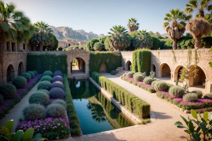 (8k, RAW photo, highest quality), a photo of an oasis, the Hanging Gardens of Babylon, ancient, capturing the beauty of the (terraced gardens:1.3), built on a sloping side with a (series of ascending platforms:1.5) filled with (multicolored exotic plants:1.6), (flowers, and towering trees:1.1), (desert on the background,:1.4), middle east, intricate details, captured in ultra-high resolution, photorealistic quality, exquisite, highest quality, sharp focus
<lora:epiNoiseoffset_v2:1>