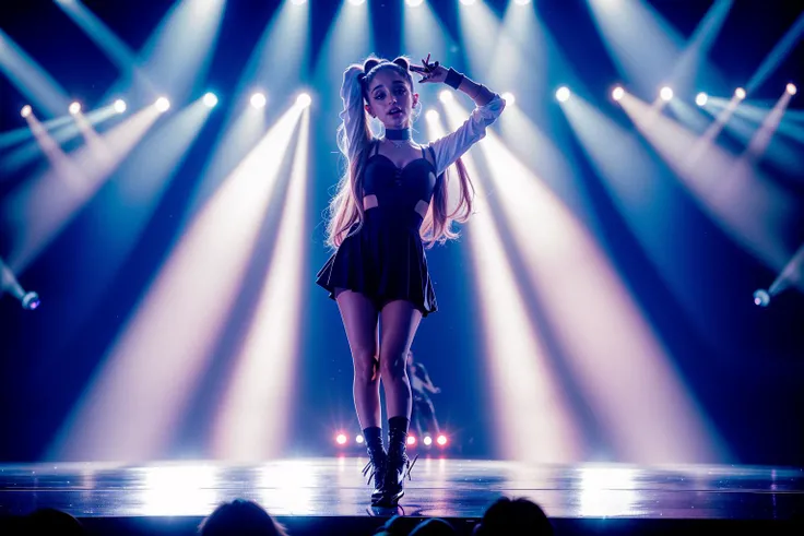 professional photograph
Ariana Grande, performing live on stage, singing and dancing along to her catchy pop songs as thousands of fans cheer her on.
<lora:add_detail(realistic):1>
((video grainyfilm)), natural cinematic lighting, ((professional photo highly defined))
realistic, best quality, photo-realistic
8k, best quality, masterpiece, realistic, photo-realistic