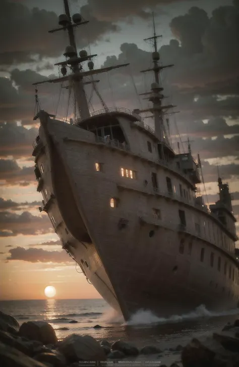 (dark shot:1.1), epic realistic, broken old boat in big storm, illustrated by herg, style of tin tin comics, pen and ink, female pilot, art by greg rutkowski and artgerm, soft cinematic light, adobe lightroom, photolab, hdr, intricate, highly detailed, (depth of field:1.4), faded, (neutral colors:1.2), (hdr:1.4), (muted colors:1.2), hyperdetailed, (artstation:1.4), cinematic, warm lights, dramatic light, (intricate details:1.1), complex background, (rutkowski:0.66), (teal and orange:0.4), (intricate details:1.12), hdr, (intricate details, hyperdetailed:1.15)