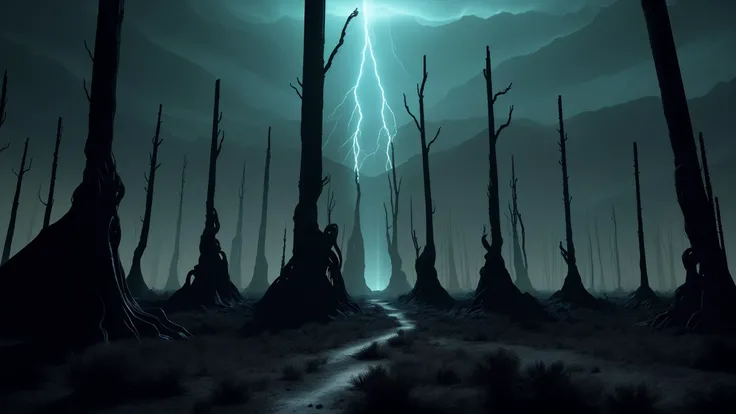 A desolate wasteland stretches out as far as the eye can see. Blackened trees twisted and contorted by unknown forces stand like sentinels guarding against any intruders. Suddenly, a beam of light pierces through the darkness, revealing a hidden entrance leading down into the depths of the earth. What lies waiting for those brave enough to enter?