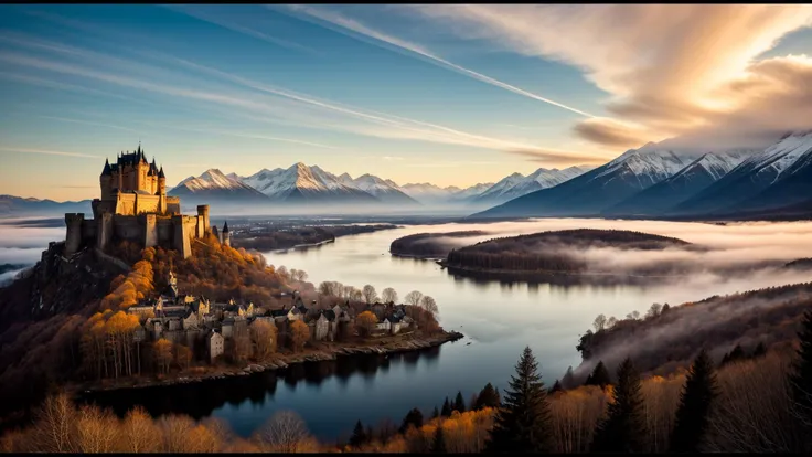 amateur photograph
(An aerial view of a sprawling, magical kingdom nestled between towering mountains and shimmering lakes. The sun sets behind the castle walls, casting a golden glow over the city below. In the distance, a massive dragon soars above the clouds, its scales glinting in the last rays of sunlight.:1.4)
24mm, soft cinematic light, RAW photo, intricate, elegant, highly detailed, sharp focus, ((((cinematic look)))), soothing tones, insane details, hyperdetailed, low contrast, exposure blend, hdr, faded, shot on Canon Ae-1, taken on an old-school 35mm film, (analog photography), shadow, f1.4, Iso 800 grain, ultra high res, Best quality, masterpiece, ((color image)), intimate, drop shadow, clear background, (best quality:1.2), (highly detailed:1.1)
<lora:more_details:.5>