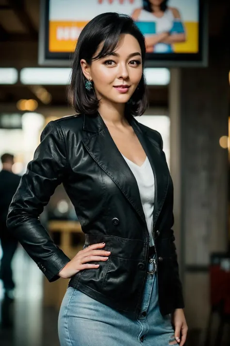<lora:Marina_Kravetz:0.85> <lora:epiNoiseoffset_v2:0.8> (apterus style:1.3), (dark shot:1.4), 80mm, soft light, sharp, exposure blend, medium shot, bokeh, (hdr:1.4), (film grain:1.23), high contrast, (cinematic, teal and orange:0.85), (muted colors, dim colors, soothing tones:1.3), low saturation, (hyperdetailed:1.2), (noir:0.9),(intricate details, hyperdetailed:1.15), modelshoot style, Close-up comic book illustration of a happy skinny woman, 30 years old, with short black hair, wearing fancy tech jacket standing in an airport, ((hands inside pocket)), dramatic lighting, minimalistic, flat colors, washed colors, dithering, lineart, (detailed background:1.3), old aircraft in background, (full body:1.2), (long legs), (depth of field:1.4), (detailed face:1.1), (photo realistic:1.3), symetrical, octane render, 35mm, bokeh, 9:16, (intricate details:1.12), hdr, (intricate details, hyperdetailed:1.15), (natural skin texture, hyperrealism, soft light, sharp:1.2), (detailed skin:1.2)