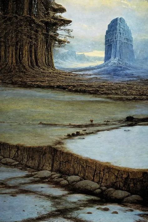 strange fantasy art by  <lora:Zdzislaw_Beksinski_ArtStyle_selected:0.95> (masterpiece:1.5) (best quality) (detailed) (intricate) (8k) (HDR)