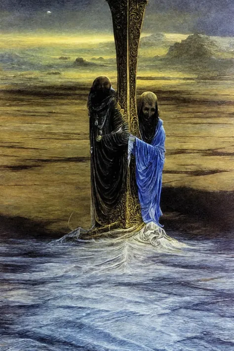 strange fantasy art by <lora:Zdzislaw_Beksinski_ArtStyle_selected:0.95> (masterpiece:1.5) (best quality) (detailed) (intricate) (8k) (HDR)