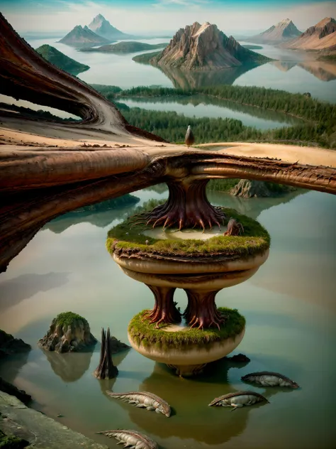 surreal composition, amazing landscape, unusual creatures