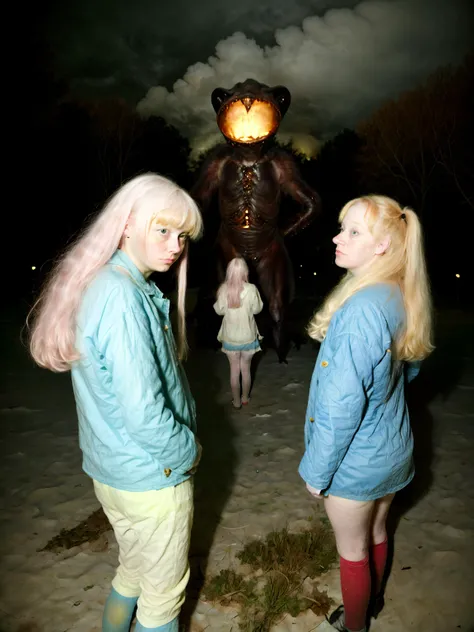 deep feeling of wtf, unusual encounter with weird girls and their unconventional friend, worst quality, bad art, (nsfw:-1)