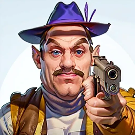 (masterpiece, top quality, best quality, beautiful, and aesthetic:1.2) m0rshu, gunatyou, gun, 1boy, orange vest, hat <lora:gunAimingAtYouV1:.8> <lora:morshuproject1-10:1>