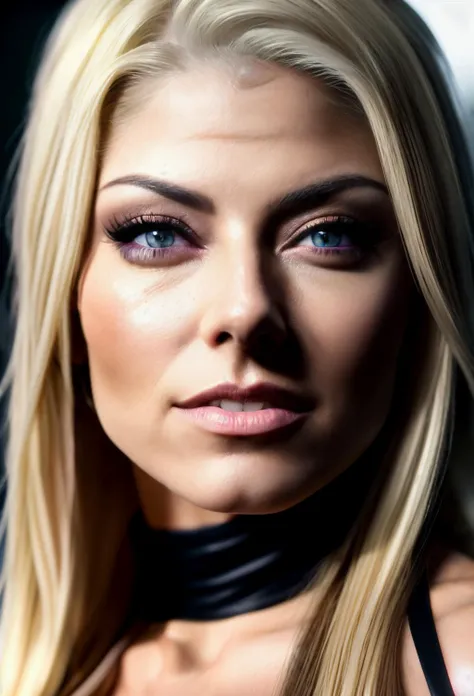 face shot of bliss2-1000, (serious look), (blonde medium length hair), (hand on chin), Photorealistic, Hyperrealistic, Hyperdetailed, analog style, hip cocked, demure, detailed skin, matte skin, soft lighting, subsurface scattering, realistic, heavy shadow, masterpiece, best quality, ultra realistic, 8k, golden ratio, Intricate, High Detail, film photography, soft focus, detailed skin texture, (blush:0.5), (goosebumps:0.5), subsurface scattering