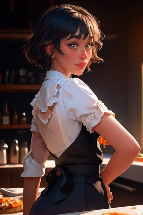 DEN_felline_SG,
baking in a bright kitchen wearing an apron, pinny, baking, cooking, chef, apron,
bokeh, f1.4, 40mm, photorealistic, raw, 8k, textured skin, skin pores, intricate details <lora:epi_noiseoffset2:1>, epiCRealism <lora:ClothingAdjuster3:-1.3>