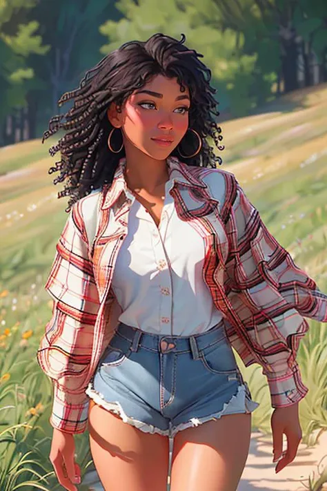 DEN_nicole_kitt,
(walking through a tallgrass meadow wearing (Jean shorts:1.3) and (plaid shirt:1.3), meadow, wild, overgrown, walking,:1.2),
bokeh, f1.4, 40mm, photorealistic, raw, 8k, textured skin, skin pores, intricate details <lora:epi_noiseoffset2:1>, epiCRealism <lora:ClothingAdjuster3:-1>