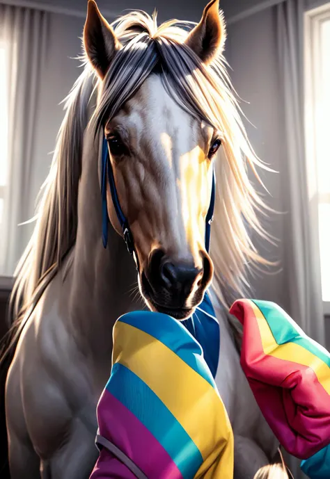 horse, flowing mane, striped, multicolor,
vibrant colors, colorful art style, 
soft lighting, soft shadows, detailed textures, dynamic lighting,  
nice hands, perfect hands, 
<lyco:GoodHands-beta2:1.0> 
<lora:add_detail:1>