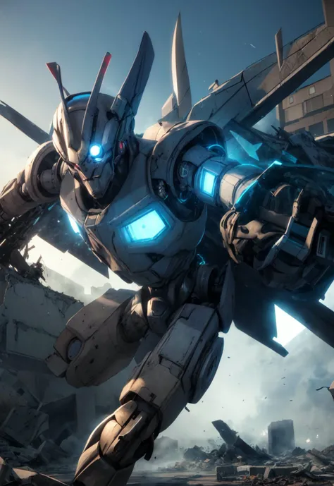 futuristic mecha in a destroyed city, scifi, mechanical, gears, transparent glass, crystal,
vibrant colors, colorful art style, 
soft lighting, soft shadows, detailed textures, dynamic lighting,  
nice hands, perfect hands, 
<lyco:GoodHands-beta2:1.0> 
<lora:add_detail:1>