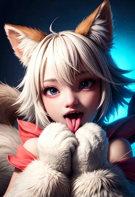 (hig quality、Best Rendering)、(beautifulwomen、Miruko、My Hero Academia)、(bomb、pinup style)、Pinch your chest with your palms、Musculoskeletal augmentation々body、thick muscular legs、、big chest、Silver hair、Long straight hair、Sanpaku eyes、Red eyes、Thin eyebrows、Less lashes、Rabbit ears with long ears、Elaborate hair、Psychopaths、Crazy face、Glaring at viewers、grinning mouth、Sleeveless white leotard up to the neck、Blue edge、Blue Knee High Socks、High-tech sneakers、bed room、central、Scale to dimensions、、Upper body close-up、Open your mouth wide、Tongue out、Beautiful tongue、Wrinkles between the eyebrows、Close your eyes、Heavy saliva dripping、ecstasy、Beautiful teeth alignment、A large amount of cloudy liquid dripping from the mouth to the chest、Taken from below
