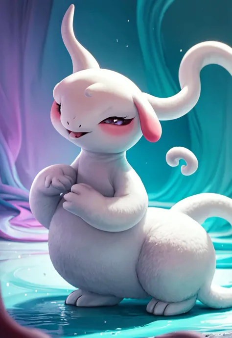 mew, \)pokemon\), pink_body, shortstack, wrinkly, floating_midair, really_glossy_skin, (clear_coating), tiny_breasts, female, (by slugbox), (by shikaro), (by Inno-Sjoa), (by asaneman), [by Vksuika], bottomheavy, slightly_chubby, ((extremely_broad_massive_hyper_wide_hips))), (prominent_wide_thigh_gap_1.5), large_anus, ((extremely_massive_plump_labia)), skinny_digitigrade_feet, tail, (perfect_eyes), sexy, seductive, (1080p), (best quality), (masterpiece), digital_art,