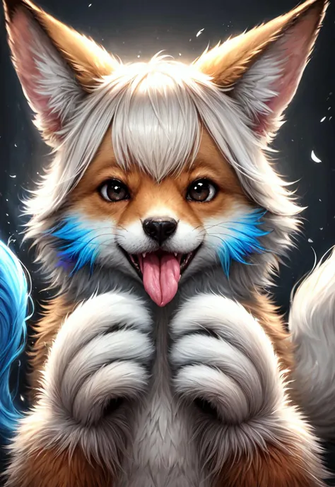 fox, fluffy, cute, tongue out, puffy,
vibrant colors, colorful art style, 
soft lighting, soft shadows, detailed textures, dynamic lighting,  
nice hands, perfect hands, 
<lyco:GoodHands-beta2:1.0> 
<lora:add_detail:1>