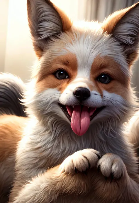 tongue_on_glass, portrait, close up,, realistic, hyper real, photography, highly detailed fur, fluffy fur, fur detail, 1girl, (Eevee ) , realism, ray traced, global illumination, subsurface scattering, perfect lighting, bedroom background, looking at viewer,