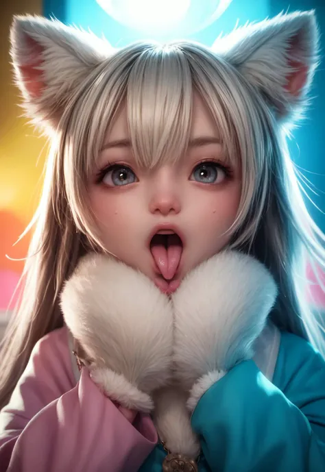 cum in mouth, ahegao, cum on body, Masterpiece, beautiful art, professional artist, 8k, art style by sciamano240, very detailed face, very detailed hair, very detailed clothes, 1girl, perfectly drawn body, beautiful face, long hair, light blue hair , very detailed blue vertical cat eyes, square glasses, pouty lips , rosey cheeks, intricate details in eyes, extreme close up of face, see only head and neck, staring directly at viewer, wearing winter clothes, sweater, winter coat, necklace, choker, earrings, gloves, pencil skirt, black tigh boots, some freckles, big wide grin, in love with the viewer expression, sunny winter setting, walking outside, pov mouth open and tongue out,