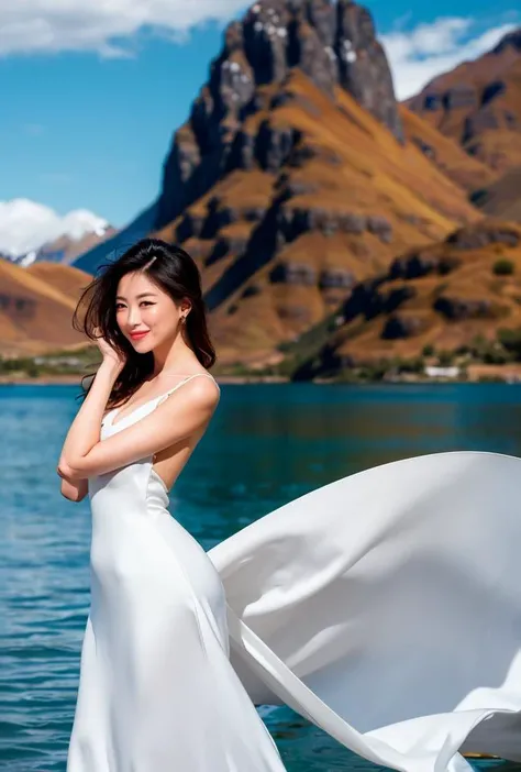 <lora:zhuzhu3:0.8:lbw=1,0,0,0,1,1,0,0,1,1,1,1,1,1,1,1,1>zhuzhu face,zhuzhu body,zhuzhu hands,good hand,perfect hand,
pose,supermodel,
In the morning light, a beautiful woman with a slender figure stands alone by the lake in Queenstown, New Zealand. Her presence is like a beautiful painting, revealing the tranquility and beauty of the world in its entirety.Her posture is tall and elegant, like a graceful willow tree swaying in the breeze. She is wearing a light, white dress, the hem of which flutters with each step, like a white butterfly dancing. Her long hair flows like a waterfall, sparkling with natural luster,Around her, the scenery of Queenstown is picturesque. The lake shimmers, reflecting the outline of the mountains and the blue of the sky. The distant mountains are lush and green, seemingly reaching up to touch the sky. The woman is like a part of this beautiful world, making it even more mysterious and romantic with her presence,Her face is calm and beautiful, her gaze deep and clear, as if she can see through people's hearts. Her lips curve slightly upward, revealing a gentle smile that is so warm and comforting, it makes people feel infinitely at ease,In this beautiful scene, the woman is like a blooming flower, exuding an enchanting fragrance. Her existence is a work of art in itself, her beauty captivating, beyond words.
(white dress:1.9),(white skin,),(pov:1.34)
smile,
(looking at viewer),
supermodel,
(depth of field:1.69),(long exposure:1.2),(dynamic motion:1.13),(Extreme Aestheticism:1.93),offical art,first person view,blurry background,(professional photograph:1.5),
(8k, RAW photo, best quality, masterpiece:1.2), (realistic, photo-realistic:1.85), (ultra-detailed:1.5), highres
<lora:epi_noiseoffset2:1>