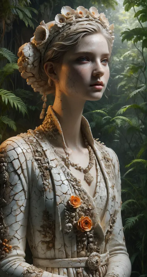ral-porcelain,<lora:ral-porcelain:1>,white china,ceramic material,
breathtaking detailed soft painting of the edge of the forest with ringing flowers od dream,a girl with a lip of mandarine with crossed knees in a light deluge,shadowed nudity through rainbow,flora and sea,rembrandt style,elegant,highly detailed,artstation,concept art,matte,sharp focus,art by tom bagshaw,luis royo and greg rutkowski,