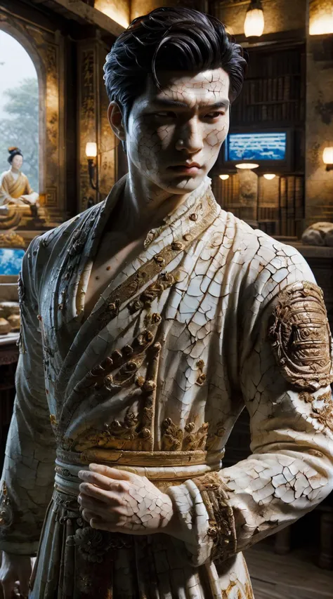 ral-porcelain,<lora:ral-porcelain:1>,
Shi Hao's body was well-proportioned and extremely slender. Although he didn't look very strong,he was very fit and healthy. This was a tough and powerful physique. It could be called a human-shaped divine weapon,