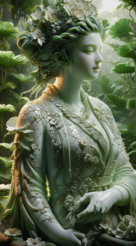 ral-porcelain,<lora:ral-porcelain:1>,jade,jade sculpture,<lora:jade:0.9>,
breathtaking detailed soft painting of the edge of the forest with ringing flowers od dream,a girl with a lip of mandarine with crossed knees in a light deluge,shadowed nudity through rainbow,flora and sea,rembrandt style,elegant,highly detailed,artstation,concept art,matte,sharp focus,art by tom bagshaw,luis royo and greg rutkowski,