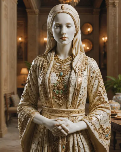 <lora:ral-porcelain-sdxl:1> ral-porcelain, traditional Moroccan Carmela Soprano, Carmela Soprano is Radiant