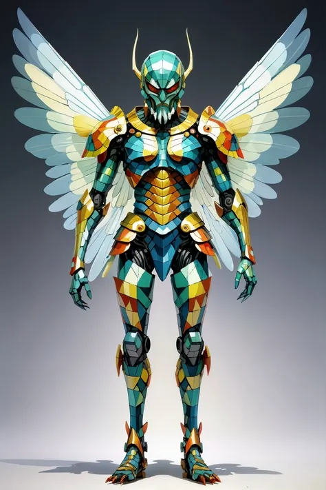 by Bartolomeo Cesi, a translucent aquatic order robust Yinglong, armor skin beard, bony head medium insectoid legs sextet of angelic wings forked tails, (glitch art, 2d animation:1.2), Cubism Art, flat geometric forms, cubism art, (masterpiece, intricate details:1.2) <lora:XL-Loras\xl_more_art-full_v1:0.5><lora:XL-Loras\add-detail-xl:1><lora:XL-Loras\lora-sdxl-perfect-eyes:0.7>