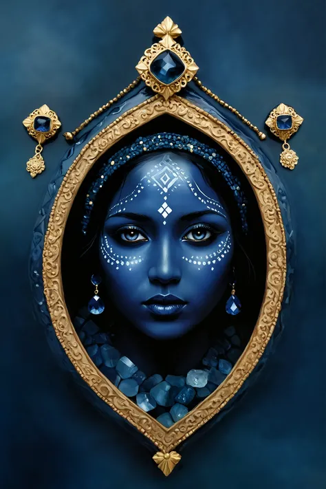 by Bettina Heinen-Ayech, dark blue maritime water fluorite, (ethnic traditions, digital painting:1.2), Gothic style, Dark, mysterious, haunting, dramatic, ornate, detailed, (masterpiece, intricate details:1.2) <lora:XL-Loras\xl_more_art-full_v1:0.5><lora:XL-Loras\add-detail-xl:1><lora:XL-Loras\lora-sdxl-perfect-eyes:0.7>
