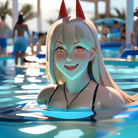 pixiv 3d anime style, subsurface scattering, ray tracing, volumetric lighting
AND_PERP [
casual photo of a power woman in a large swimming pool, looking at the viewer
AND_SALT [
wearing a black micro bikini swimsuit, two red horns, cleavage, cameltoe, small breasts, long blonde hair, piercing red eyes
] : 0.5
]
AND_PERP [  behind her is a crowded public pool with clear blue water and inflatable pool toys, a couple of people lying on beach chairs, palm trees, beach resort ] : 0.5
<lora:sdxl_power_v4-step00001000:1.1>