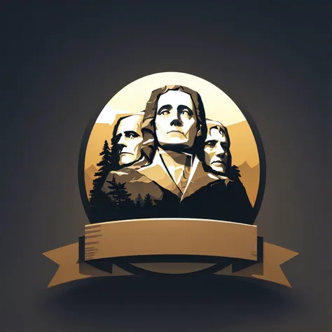 (masterpiece, best quality:1.15), (ribbon logo:1.2), mount rushmore, rock, (monochrome:1.2), gradient background