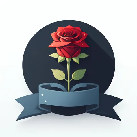 (masterpiece, best quality:1.15), (ribbon logo:1.6), rose, flower, flat color, gradient background