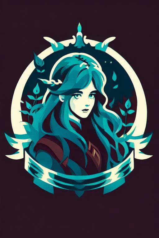 woman in a mythical forest, horror theme <lora:RibbonLogo_v1_R64:1> ribbon logo, gradient background, simple background, flat color