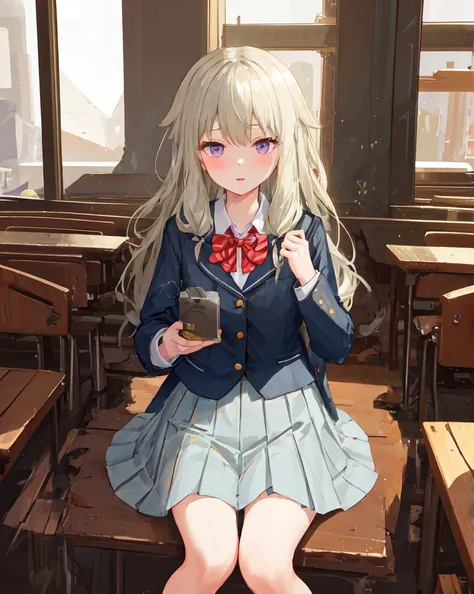 masterpiece, best quality, 1girl, prsknene, project sekai, neneschooluniform, sunbeam, bloom <lora:nene4-000004:0.6>