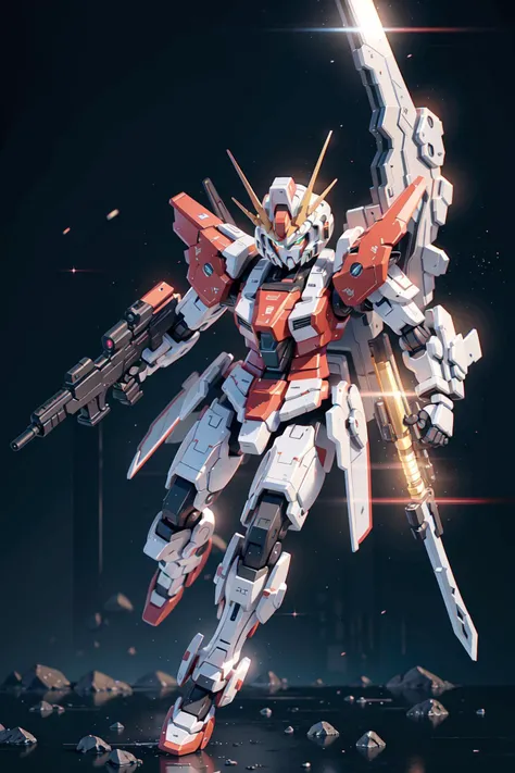 <lora:Gundam_Mecha_v5.2:0.7>, Hyperrealistic art, 
BJ_Gundam,solo,holding,weapon,sword,holding_weapon,gun,no_humans,glowing,holding_sword,robot,holding_gun,mecha,glowing_eyes,flying,science_fiction,space,v-fin,energy_gun,mobile_suit,beam_rifle, cinematic lighting,strong contrast,high level of detail,Best quality,masterpiece,White background,. Extremely high-resolution details,photographic,realism pushed to extreme,fine texture,incredibly lifelike, Extremely high-resolution details, photographic, realism pushed to extreme, fine texture, incredibly lifelike