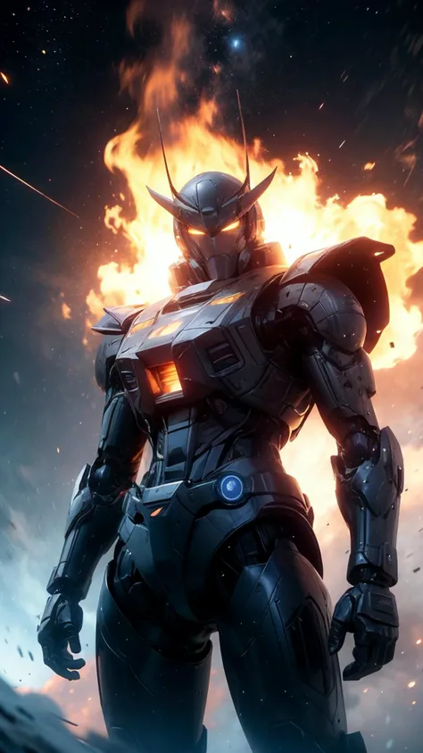 BJ_Gundam,solo,blue_eyes,standing,weapon,gun,no_humans,glowing,robot,mecha,science_fiction,space,v-fin,energy_gun,mobile_suit,beam_rifle, cinematic lighting,strong contrast,high level of detail,Best quality,masterpiece,
r1ge,glowing,aura,energy,beam,flying debris,fire,Universe,planet,
<lora:Gundam_Mecha_v3.5(4440):0.9>,
<lora:add_detail:1>,<lora:æ³å:0.3>,
<lora:r1ge - AnimeRage:0.3>,<lora:FireUniverse:0.5>,