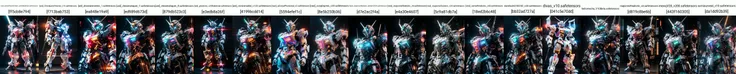Gundam, solo, looking_at_viewer, blue_eyes, standing, no_humans, glowing, robot, mecha, glowing_eyes, clenched_hands, science_fiction, straight-on, v-fin, mobile_suit, cinematic lighting, strong contrast, high level of detail, Best quality, masterpiece, neon background, (wide angle:1.4), <lora:gundam_Transparent:0.7>