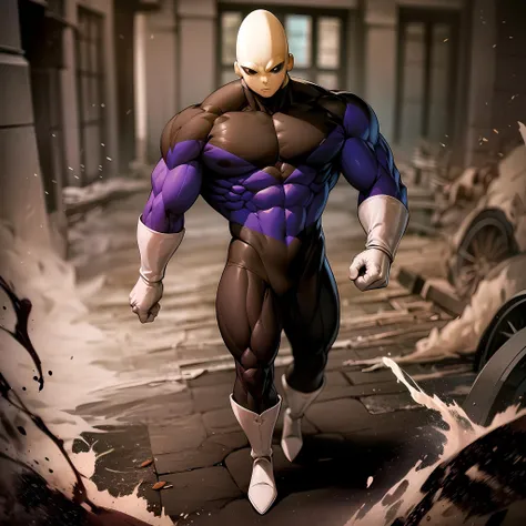 ((masterpiece, best quality)),(complex lighting),solo,1boy, full body, El hermano,white gloves,black eyes,bodysuit,muscular,bald, <lora:El_Hermano1:0.8>, destroyed background, white footwear,