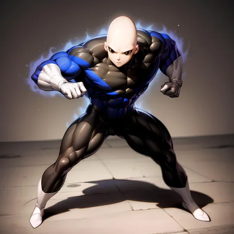 ((masterpiece, best quality)),(complex lighting),solo,1boy, full body, El hermano,white gloves,black eyes,bodysuit,muscular,bald, <lora:El_Hermano1:0.6>, destroyed background, white footwear, aura,
