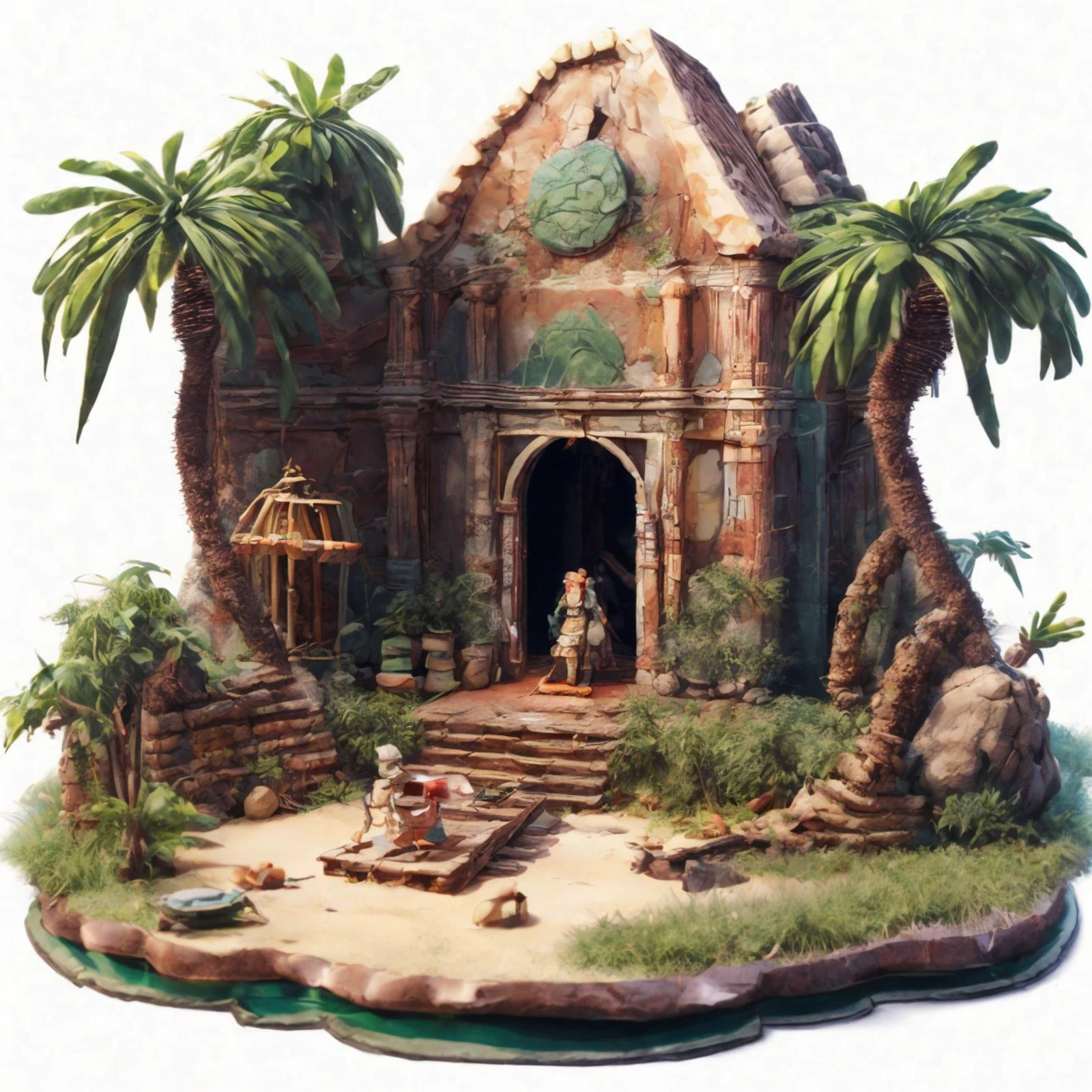 RAW photo, 8k uhd, Analog style, (Masterpiece, Best Quality, Highres:1.3), dramatic, cinematic, BREAK,
(Isometric perspective:1.4) (Pixar style:1.2) (3D model render:1.3) of little (intricate:1.2) (ancient elven beach ruins:1.3), (deck chair, stairs, (palms:1.2), cars, rocks, sand castle:1.1), (overgrown desert, sand, well, shovel:1.05), ((white background:1.1), solid background, global illumination, raytracing, modeling, HDR, octane render, unreal render, miniature:1.2), (hyperdetailed, absurdres:1.1), BREAK,
<lora:more_details:1.0>