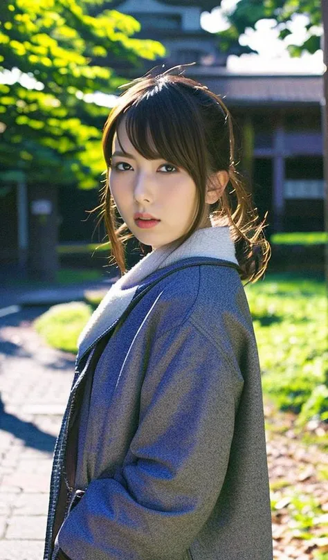 a photo of a japanese woman named hatanoyui ,wearing clothes,<lora:LCM_LoRA_Weights_SD15å éå¨:0.7>,looking at viewer and facing viewer,Detailed facial features, detailed eyes, detailed nose, detailed lips, best quality and best aesthetic and (photorealistic:1.4) and (Realistic:1.4) and Detailed Skin Textures and detailed skin pores and high skin detail,<lyco:hatanoyui-amateurV1:0.8>  Fujifilm XT3,film still,film grain,cinematic,<lyco:film grainV2:0.55> (full body:1.3),outdoor and public spaces, (background:0.85)