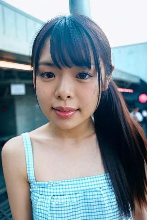 best quality and best aesthetic,photo of a petite japanese woman named yazawamimi <lyco:loli_yazawamimi_proV1:0.85> ,Look at the camera and (smile naturally),wearing a dress,blunt bangs,(makeup,eyeshadow),eyelash,(photorealistic,realistic,skin texture,skin pores,high skin  detail),upper body,detailed face, detailed facial features,detailed eyes,face,looking at viewer,Outdoor,train station background, Fujifilm XT3,film still,film grain,cinematic <lyco:film grainV2:0.4>