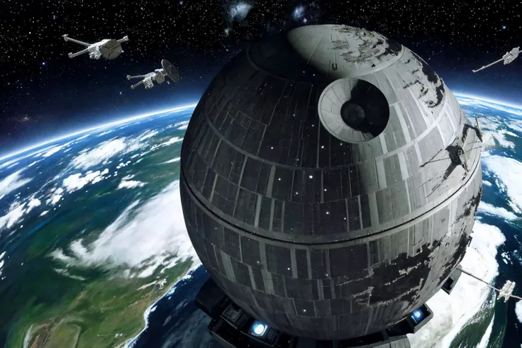 masterpiece, best quality, <lora:DeathStar:1> death star, space, spacecraft