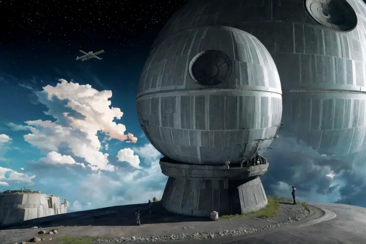 masterpiece, best quality, <lora:DeathStar:1> death star, spacecraft, <lora:beamemitter-halo-richy-v1:0.8> beamemitter