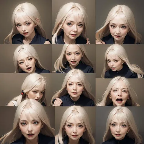 ((masterpiece,best quality)), intricate detail,
old lady, 60 years old, (multiple poses ), (multiple expression:1.5), (Same hairstyle:1.3),