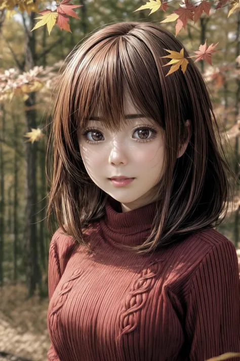rare angle, [:(detailed face:1.2):0.2], extra resolution, portrait of (AIDA_PiperAkira:1.15) as cute 20yo girl in the (autumn:1.5) park, reddish brown eyes, big eyes with elegant eyelashes, black hair, (wearing warm red sweater:1.3), (sweater:1.3), smiling, funny, playful, flirting, standing, intimate, dolly short, dynamic pose, (falling leaves:1.3), hyperrealism, highly detailed background, 8k wallpaper, soft lighting, high quality, (photorealistic:1.3), kkw-ph1, <lora:add_detail:1>, <lora:tangbohu-detailer_1.0:1>, yellow theme